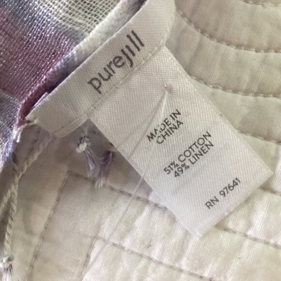 NWT J. Jill Pure Jill Cotton & Linen Striped Scarf With Fringe Details - Picture 4 of 11